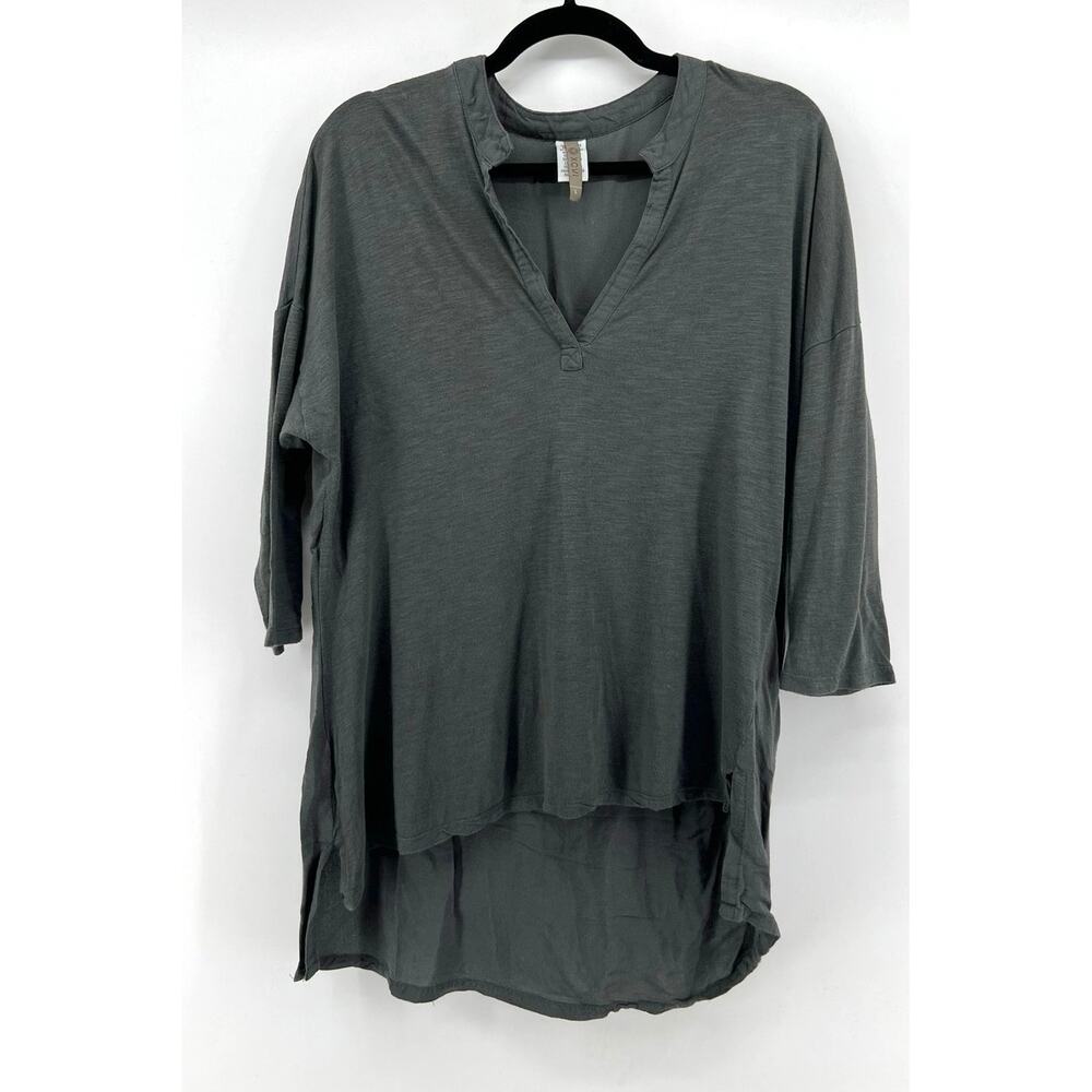 XCVI | Modal Cotton Blend V-Neck Tunic Top Gray Women's Size L